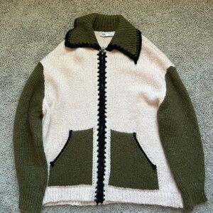 Zara Olive and Light Pink Knit Cardigan